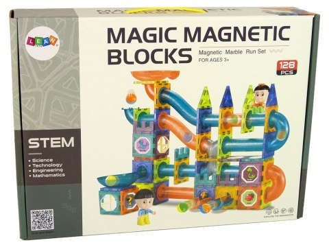 Magiczne Klocki Magnetyczne Zjeżdżalnia Dla Kulek Budowle 3D 128 Elementów