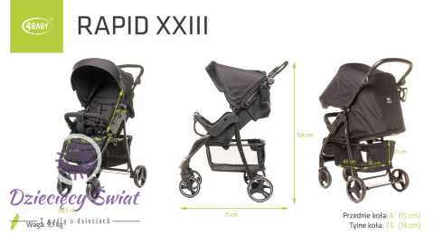 RAPID XXIII BLACK 4BABY Wózek spacerowy do 22kg