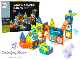 Świecąca Zjeżdżalnia Dla Kulek Klocki Magnetyczne 75 Elementów
