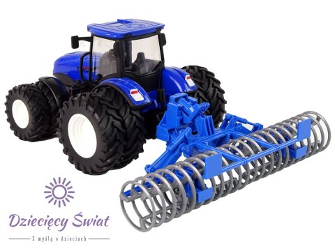 Traktor Zdalnie Sterowany 1:24 Niebieski Agregat Talerzowy Metal