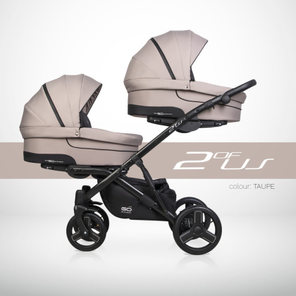 Wózek bliźniaczy easyGO 2 of US Taupe 2w1, 3w1 DUO SLIM