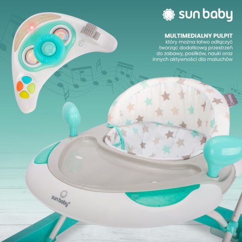 Chodzik dla dziecka ze stoperami i kierownicą - mięta gwiazdki