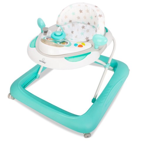 Chodzik dla dziecka ze stoperami i kierownicą - mięta gwiazdki