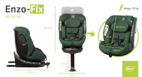 Fotelik ENZO-FIX I-SIZE 40-150cm 4 BABY black green