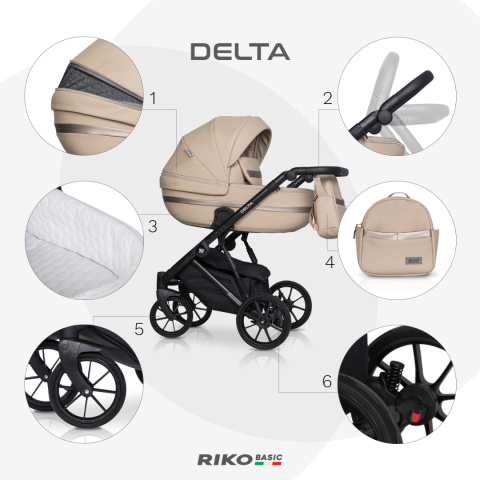 Delta Ecco 2w1 RIKO BASIC Camel – Funkcjonalny Wózek z Skórzaną Tapicerką