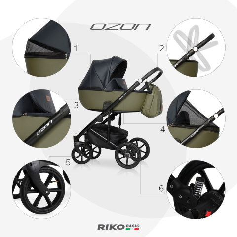 Ozon Ecco RIKO BASIC 2w1 Olive – Nowoczesny Wózek z Regulowaną Amortyzacją