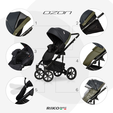 Ozon Ecco RIKO BASIC 2w1 Olive – Nowoczesny Wózek z Regulowaną Amortyzacją