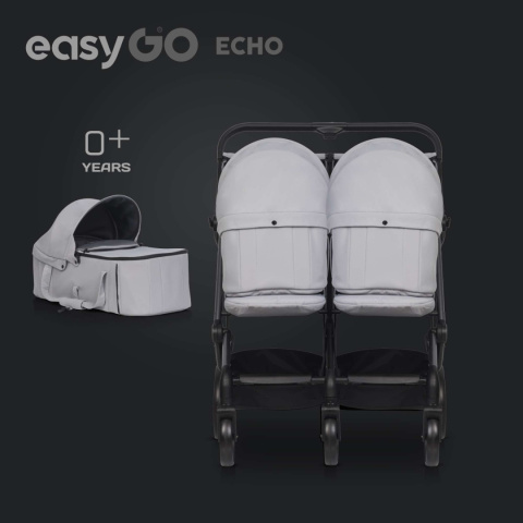 Wózek Bliźniaczy EasyGO ECHO Grey | Ultra Lekki, Zwrotny i Kompaktowy