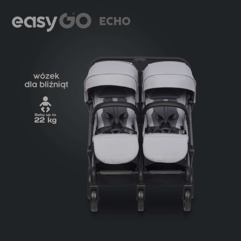 Wózek Bliźniaczy EasyGO ECHO Grey | Ultra Lekki, Zwrotny i Kompaktowy