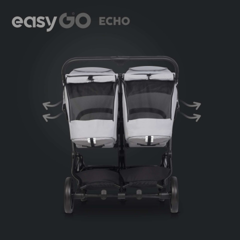 Wózek Bliźniaczy EasyGO ECHO Grey | Ultra Lekki, Zwrotny i Kompaktowy