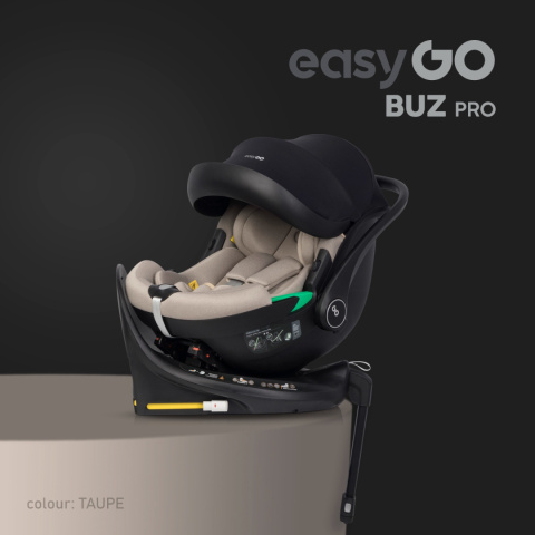 Buzy Pro Taupe (od 40 do 87 cm) EasyGO fotelik z obrotową bazą ISOFIX