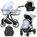 Kunert Arizo Eco Premium 14 Baby Blue 3w1 – wózek dziecięcy z fotelikiem i akcesoriami