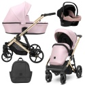 Kunert Arizo Eco Premium 15 Baby Pink 3w1 – wózek dziecięcy z fotelikiem i akcesoriami