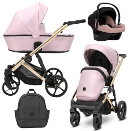 Kunert Arizo Eco Premium 15 Baby Pink 3w1 – wózek dziecięcy z fotelikiem i akcesoriami