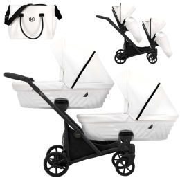 Ivento Duo Slim 2w1 ECO White Pearl 07 – Ekskluzywny Wózek Bliźniaczy z 12 Konfiguracjami i Kompaktowym Składaniem