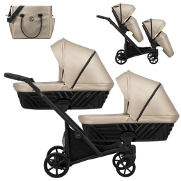 Ivento Duo Slim 2w1 ECO Cappucino Metalic 15 – Ekskluzywny Wózek Bliźniaczy z 12 Konfiguracjami i Kompaktowym Składaniem
