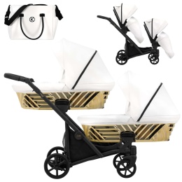 Ivento Glam Eco Duo Slim 2w1 White Pearl – Tandemowy Wózek Bliźniaczy w Eleganckim Wydaniu