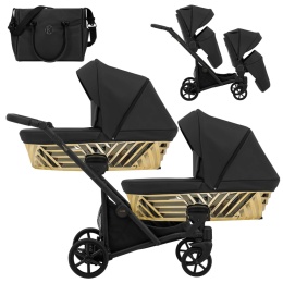 Ivento Glam Eco Duo Slim 2w1 Black Pearl – Tandemowy Wózek Bliźniaczy w Eleganckim Wydaniu