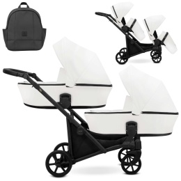 Brav Duo Slim 2w1 White ECO 12 – Uniwersalny Wózek Bliźniaczy z 12 Konfiguracjami i Kompaktowym Składaniem