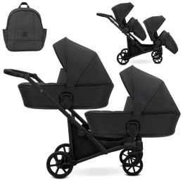 Brav Duo Slim 2w1 Black ECO 11 – Uniwersalny Wózek Bliźniaczy z 12 Konfiguracjami i Kompaktowym Składaniem