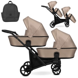 Brav Duo Slim 2w1 Cappucino ECO 13 – Uniwersalny Wózek Bliźniaczy z 12 Konfiguracjami i Kompaktowym Składaniem