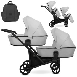 Brav Duo Slim 2w1 Grey 03 – Uniwersalny Wózek Bliźniaczy z 12 Konfiguracjami i Kompaktowym Składaniem