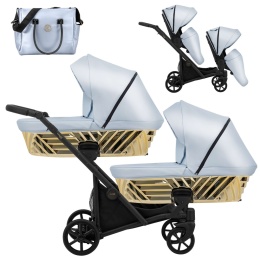 Ivento Glam Eco Duo Slim 2w1 Baby Blue – Tandemowy Wózek Bliźniaczy w Eleganckim Wydaniu