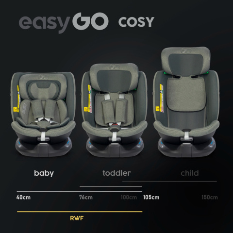 Cosy easyGO i-size GRENER od 40 do 150 cm fotelik obrotowy