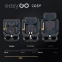 Fotelik Samochodowy EASYGO COSY Granito i-Size 0-36 kg – Baza ISOFIX, Funkcja Obrotu 360°, Komfort i Bezpieczeństwo