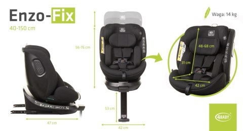 Fotelik samochodowy 4baby Enzo-Fix 360° Black – Komfort i bezpieczeństwo