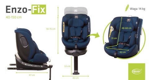 Fotelik samochodowy 4baby Enzo-Fix 360° Navy Blue – Komfort i bezpieczeństwo