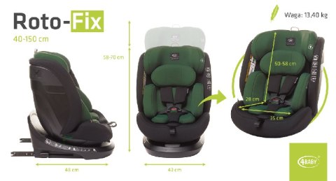 Fotelik samochodowy 4baby Roto-Fix Dark Green i-Size 40-150 cm z obrotową platformą