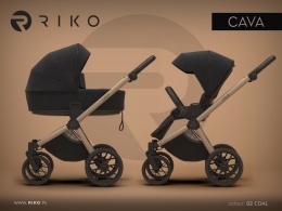 Riko Cava 3w1 Coal – Wielofunkcyjny wózek dziecięcy z amortyzacją i fotelikiem