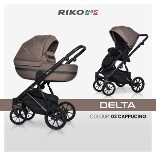 RIKO BASIC DELTA 3w1 Cappucino – Nowoczesny wózek wielofunkcyjny z amortyzacją