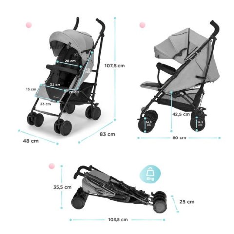 Wózek spacerowy parasolka Kinderkraft SIESTA Pink do 22 kg