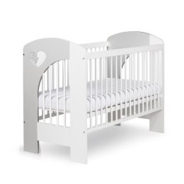 Łóżeczko dziecięce Klupś NEL Serce – Popiel i Biel, 120x60