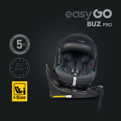 EASYGO BUZ PRO + BODY 2w1 Granito – Foteliki samochodowe z bazą ISOFIX R129 I-SIZE