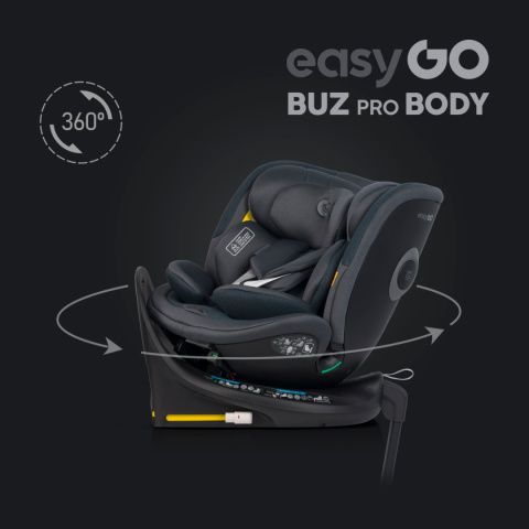 EASYGO BUZ PRO + BODY 2w1 Granito – Foteliki samochodowe z bazą ISOFIX R129 I-SIZE