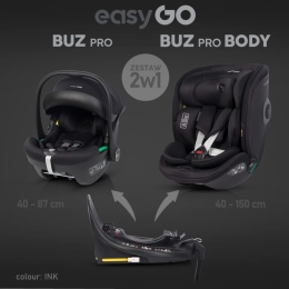 EASYGO BUZ PRO + BODY 2w1 Ink – Foteliki samochodowe z bazą ISOFIX R129 I-SIZE