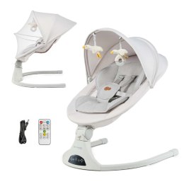 Kinderkraft TULSY BEIGE – Elektryczny bujaczek-leżaczek z pilotem i muzyką