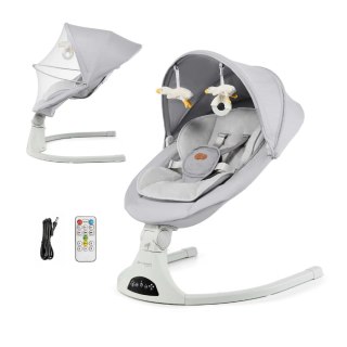Kinderkraft TULSY GREY – Elektryczny bujaczek-leżaczek z pilotem i muzyką