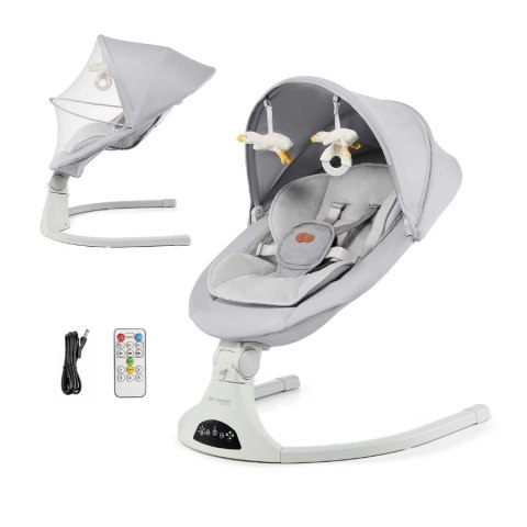 Kinderkraft TULSY GREY – Elektryczny bujaczek-leżaczek z pilotem i muzyką