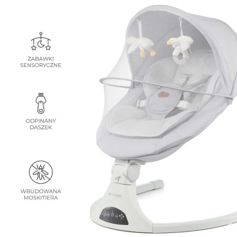 Kinderkraft TULSY GREY – Elektryczny bujaczek-leżaczek z pilotem i muzyką