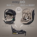 EASYGO BUZ PRO + BODY 2w1 Taupe – Foteliki samochodowe z bazą ISOFIX R129 I-SIZE
