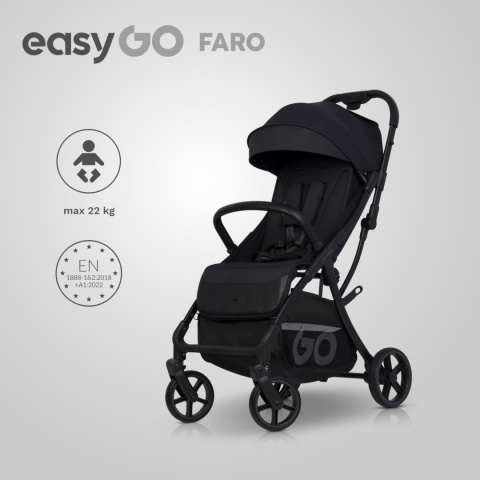 EASYGO FARO BLACK – Wózek spacerowy z automatycznym składaniem do 22 kg