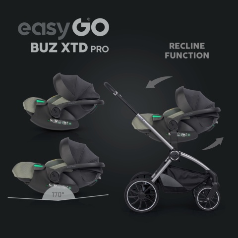 EASYGO BUZ XTD PRO i-Size Greener – fotelik rozkładany do spania z bazą ISOFIX