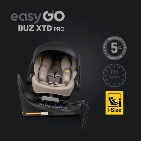 EASYGO BUZ XTD PRO i-Size Taupe – fotelik rozkładany do spania z bazą ISOFIX