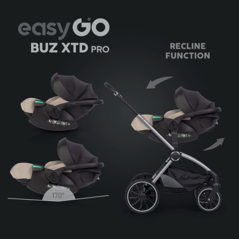 EASYGO BUZ XTD PRO i-Size Taupe – fotelik rozkładany do spania z bazą ISOFIX