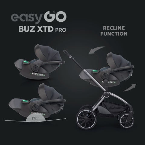 EASYGO BUZ XTD PRO i-Size Granito – fotelik rozkładany do spania z bazą ISOFIX