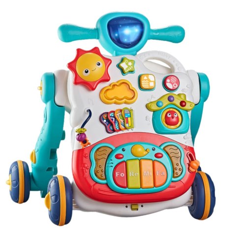 Jeździk Pchacz Interaktywny Stolik Edukacyjny Panel 3w1 Niebieski